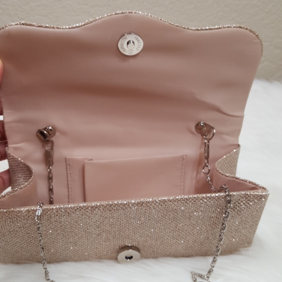 Rose Gold Clutch With Rhinestones Embellishment - Picture 4 of 7